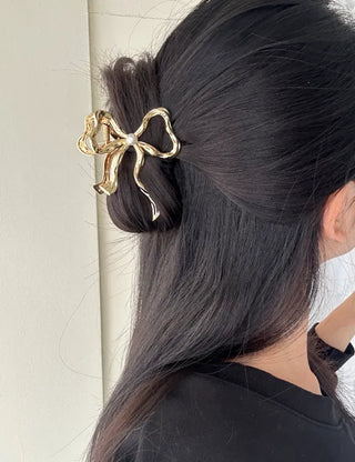 Melting Pearl Ribbon Mini Half-Up Metal Hair Clip