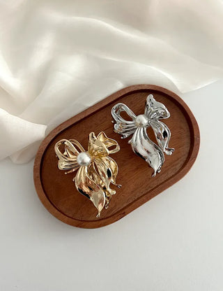 Melting Pearl Ribbon Mini Half-Up Metal Hair Clip