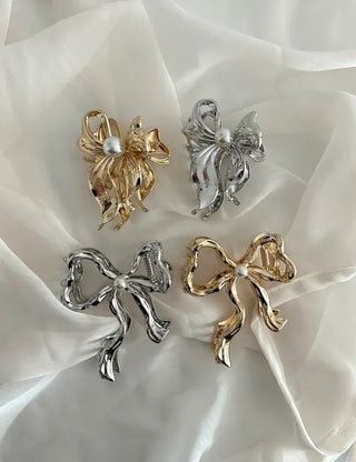 Melting Pearl Ribbon Mini Half-Up Metal Hair Clip