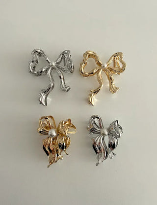 Melting Pearl Ribbon Mini Half-Up Metal Hair Clip