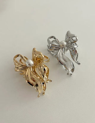 Melting Pearl Ribbon Mini Half-Up Metal Hair Clip