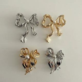 Melting Pearl Ribbon Mini Half-Up Metal Hair Clip