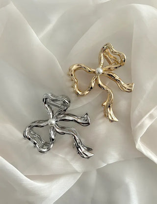 Melting Pearl Ribbon Mini Half-Up Metal Hair Clip