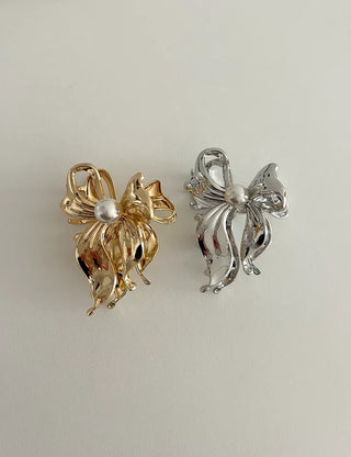 Melting Pearl Ribbon Mini Half-Up Metal Hair Clip