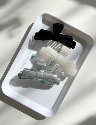 Acrylic double ribbon half-up mini hair clip