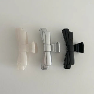 Acrylic double ribbon half-up mini hair clip
