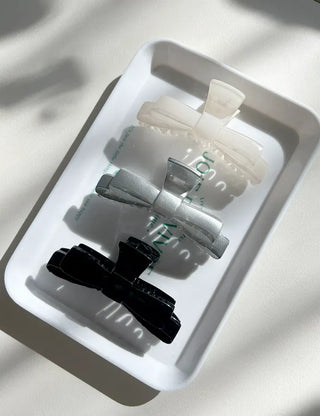 Acrylic double ribbon half-up mini hair clip
