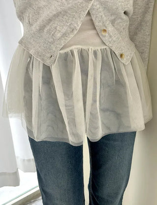 Organza Tiered Frill Layered Long Inner Strap Sleeveless