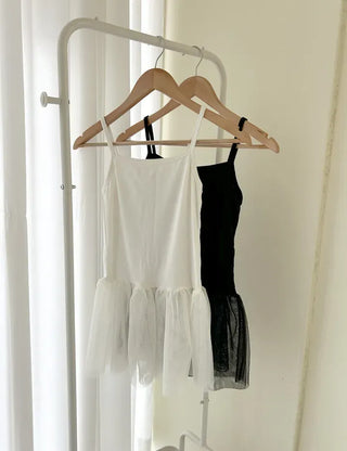 Organza Tiered Frill Layered Long Inner Strap Sleeveless
