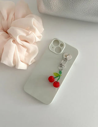 Beaded Cherry Mini Keyring Phone Strap