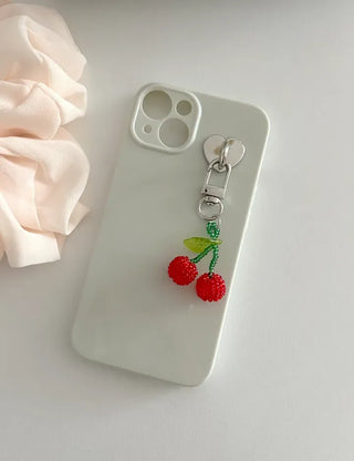 Beaded Cherry Mini Keyring Phone Strap