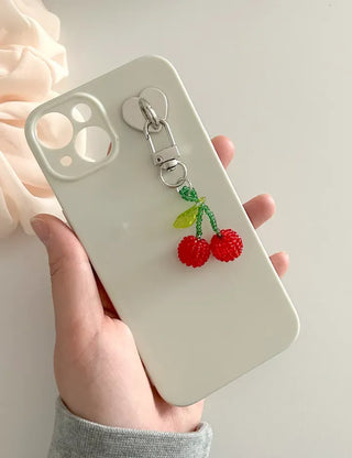 Beaded Cherry Mini Keyring Phone Strap
