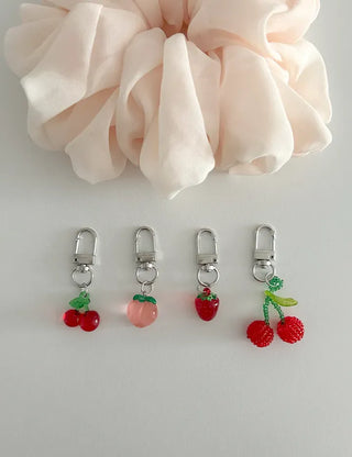 Beaded Cherry Mini Keyring Phone Strap