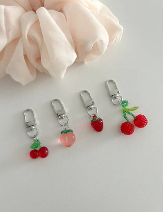 Beaded Cherry Mini Keyring Phone Strap