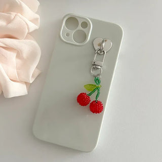 Beaded Cherry Mini Keyring Phone Strap