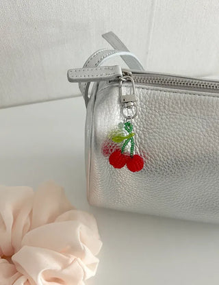 Beaded Cherry Mini Keyring Phone Strap