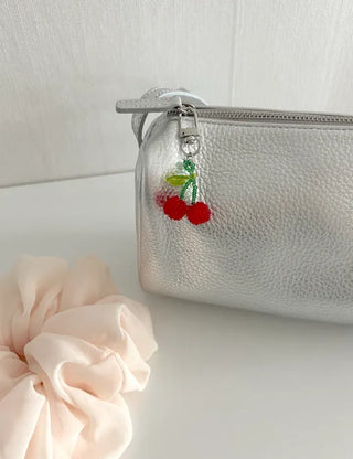 Beaded Cherry Mini Keyring Phone Strap
