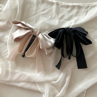 Satin oversized ribbon banana hair clip ponytail claw clip