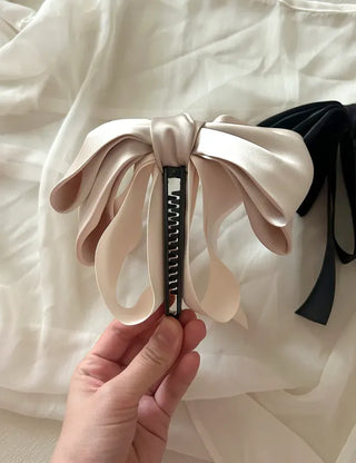 Satin oversized ribbon banana hair clip ponytail claw clip