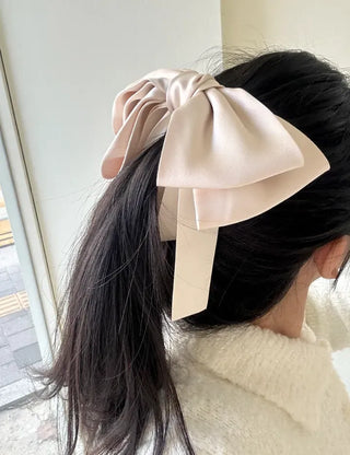Satin oversized ribbon banana hair clip ponytail claw clip