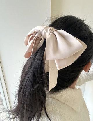 Satin oversized ribbon banana hair clip ponytail claw clip