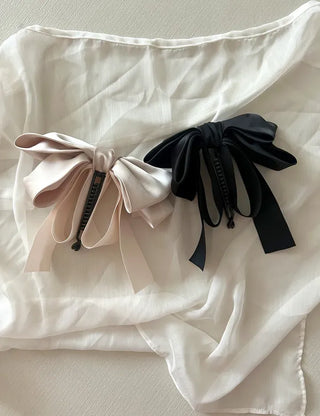 Satin oversized ribbon banana hair clip ponytail claw clip