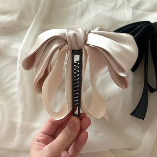 Satin oversized ribbon banana hair clip ponytail claw clip