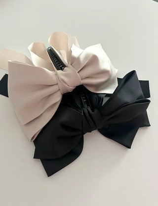 Satin oversized ribbon banana hair clip ponytail claw clip