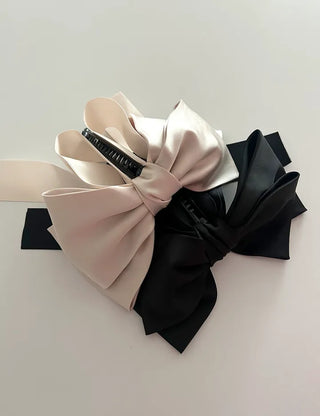 Satin oversized ribbon banana hair clip ponytail claw clip