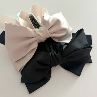 Satin oversized ribbon banana hair clip ponytail claw clip