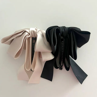 Satin oversized ribbon banana hair clip ponytail claw clip