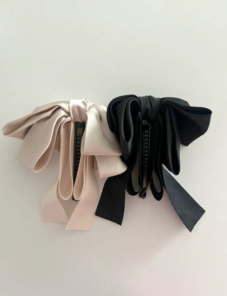Satin oversized ribbon banana hair clip ponytail claw clip
