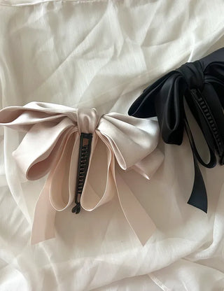 Satin oversized ribbon banana hair clip ponytail claw clip