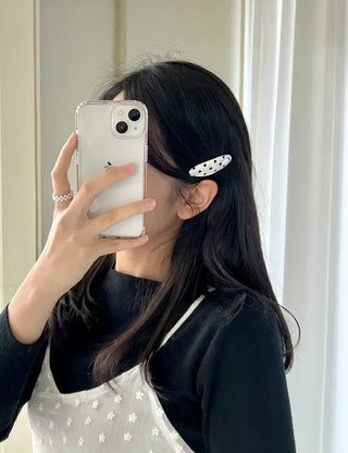 1+1 Set Dot Satin Mini Snap Hair Clip