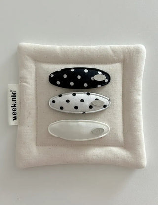 1+1 Set Dot Satin Mini Snap Hair Clip
