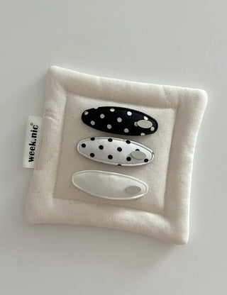 1+1 Set Dot Satin Mini Snap Hair Clip