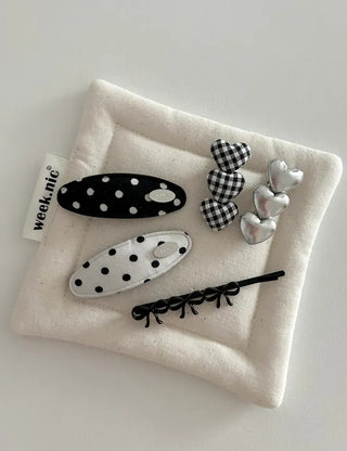 1+1 Set Dot Satin Mini Snap Hair Clip