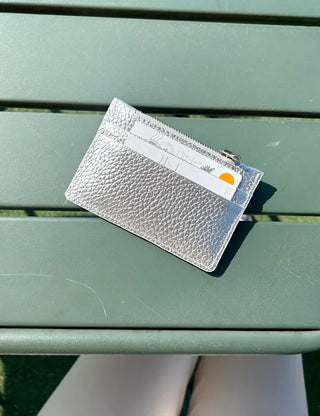 Cowhide Double-sided Zippered Slim Card Wallet