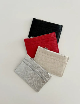 Cowhide Double-sided Zippered Slim Card Wallet