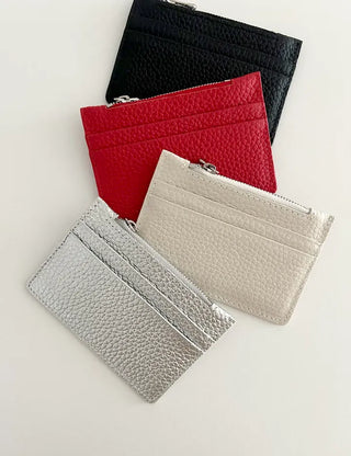 Cowhide Double-sided Zippered Slim Card Wallet