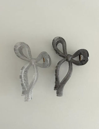 13cm Silver Pearl Ribbon Twist Large Hair Clip