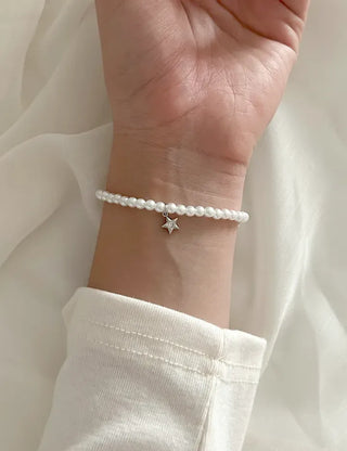 Cubic Star Pendant Pearl Handmade Bead Bracelet