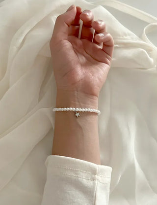Cubic Star Pendant Pearl Handmade Bead Bracelet