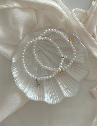 Cubic Star Pendant Pearl Handmade Bead Bracelet