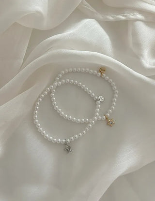 Cubic Star Pendant Pearl Handmade Bead Bracelet