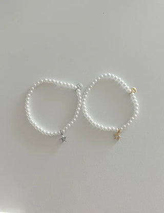 Cubic Star Pendant Pearl Handmade Bead Bracelet