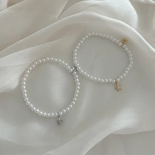 Cubic Star Pendant Pearl Handmade Bead Bracelet