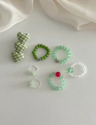 Glass Beads Spring/Summer Mini Ring Earrings