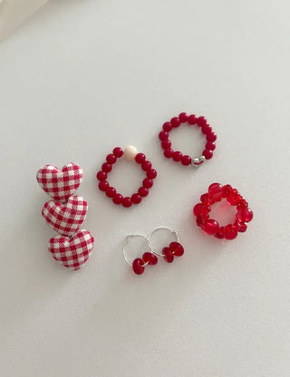 Glass Beads Spring/Summer Mini Ring Earrings