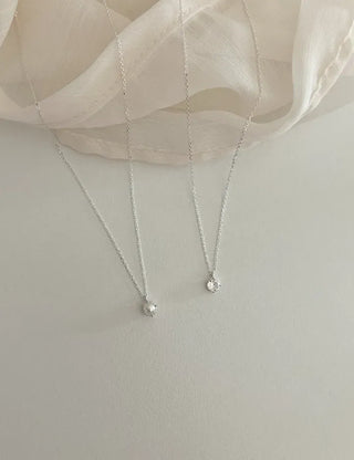 Silver 925 Basic Cubic Pearl Chain Necklace